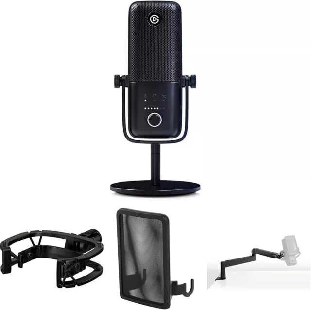 Elgato Pro Audio Set - Premium USB Condenser Microphone with Shock Mount, Pop F