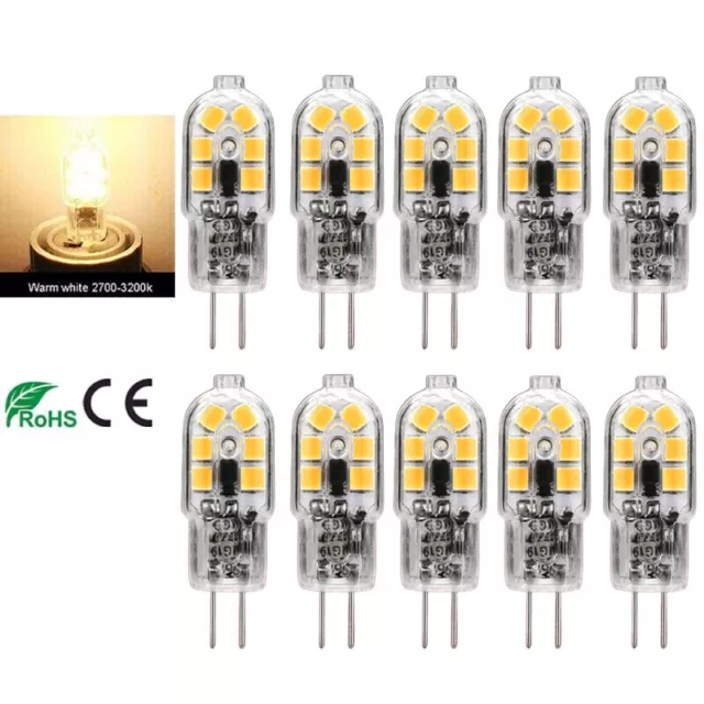 10X Lampadina a LED G4 luce 5W SMD 2835 capsula bianca calda AC/DC 12V lampadine