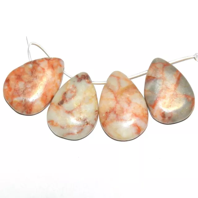 NG2112 Redline Marble 25mm Teardrop 4-piece Gemstone Pendant Bead Set