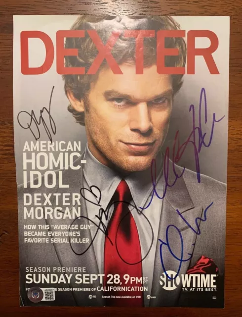 MICHAEL C HALL Julie Benz SIGNED Autograph DEXTER Cast x4 PHOTO BAS Beckett LOA