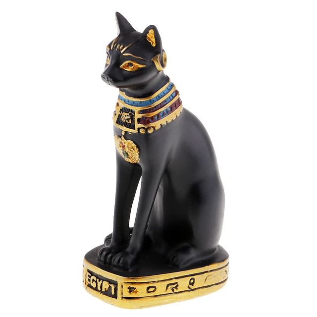 Black Cat Stone Figurine - Handcrafted Resin Min-i Cat Statue With