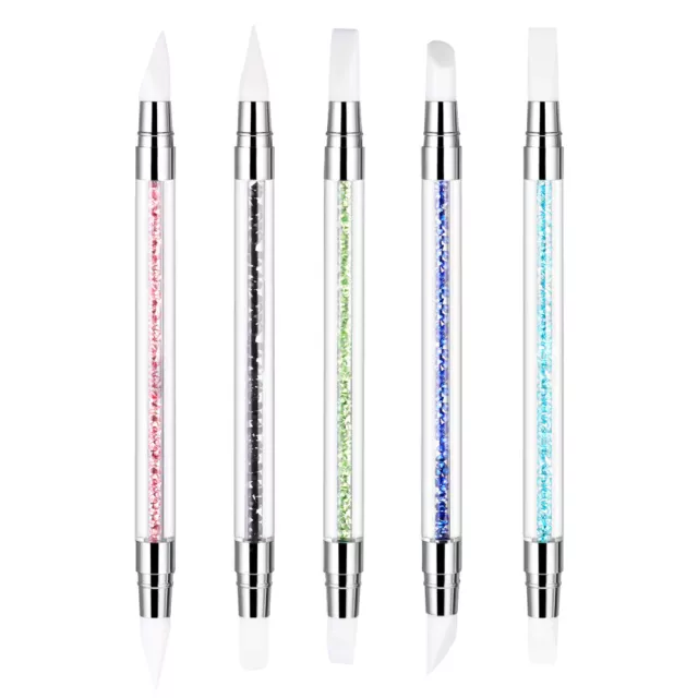 5PCS Powder Nail Pen French Tip Nail Stamp Nail Art Carving Pen