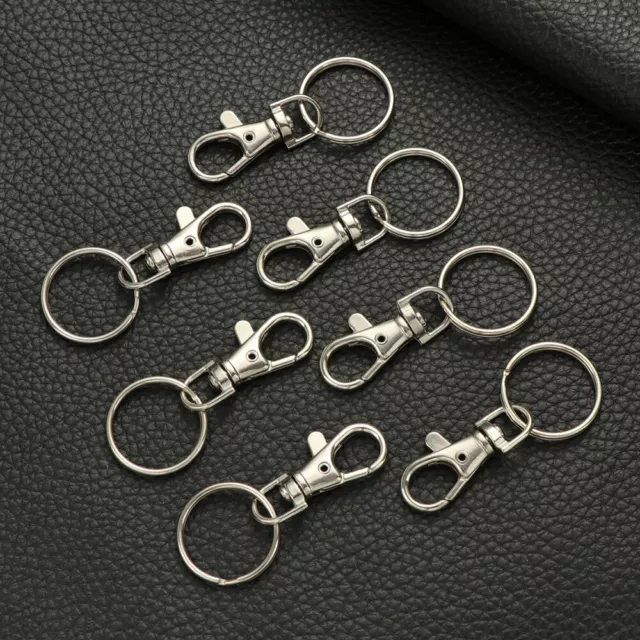 20 Large Lobster Clasp Keychains + 25mm Rings (Silver)-KR 3