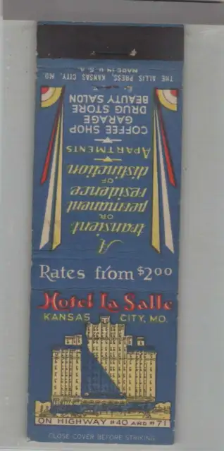 Matchbook Cover - Old Hotel - Hotel LaSalle Kansas City, MO