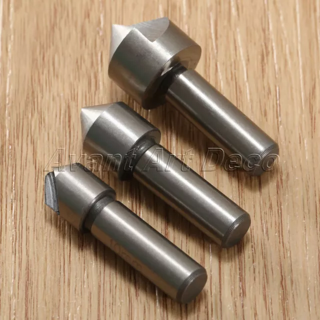 3Pcs HSS Chamfering Drill Bits Countersink Set Steel End Mill Cutter 10/12/16mm