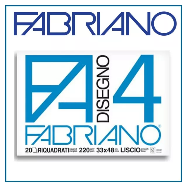 ALBUM BLOCCO DA disegno Fabriano F4 33x48 20 fogli riquadrato per