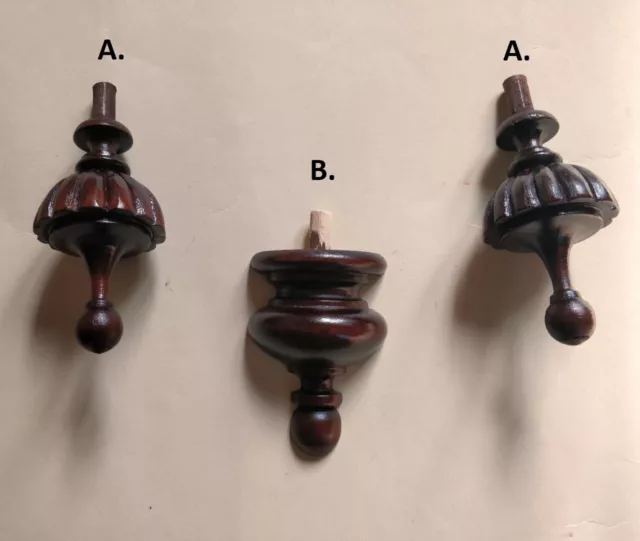 SET 3  WOODEN FINIALS TO THE ANTIQUE CLOCK BECKER, LENZKIRCH  No.2