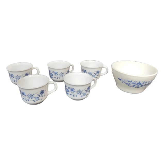 9 Tasses à Café Arcopal Vintage - Décor Ronsard Fleuri - Occasion Très Bon état