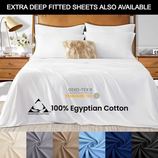 Full Flat Sheet 100% Egyptian Cotton Bed Sheets Single Double King Super King UK