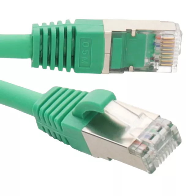 Blindé Cat6A Sstp Lszh RJ45 Réseau Ethernet Brassage 10 Câble Gigabit 0.5m Vert