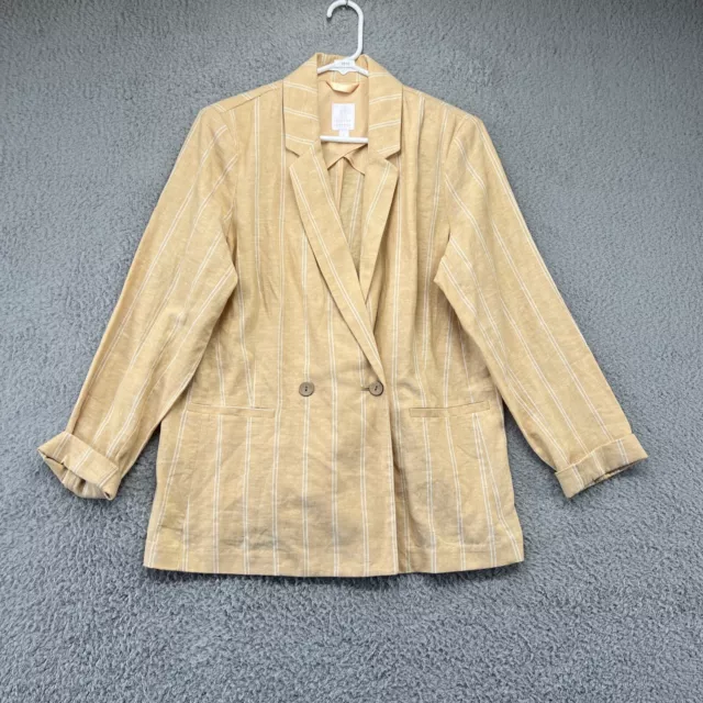 LC Lauren Conrad Linen Blend Blazer SZ L Yellow Oversized Blazer Coastal Preppy