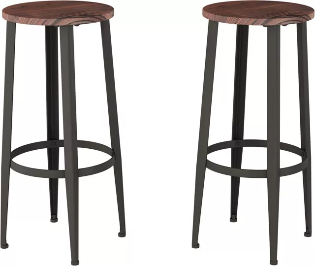 Home Lavish Bar Height Stools-Backless Kitchen or Dining Room Metal Base, Wood