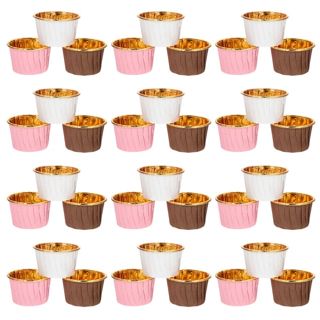 150 piezas taza de pastel papel compuesto de aluminio de una sola cara revestimiento de cupcakes desechable