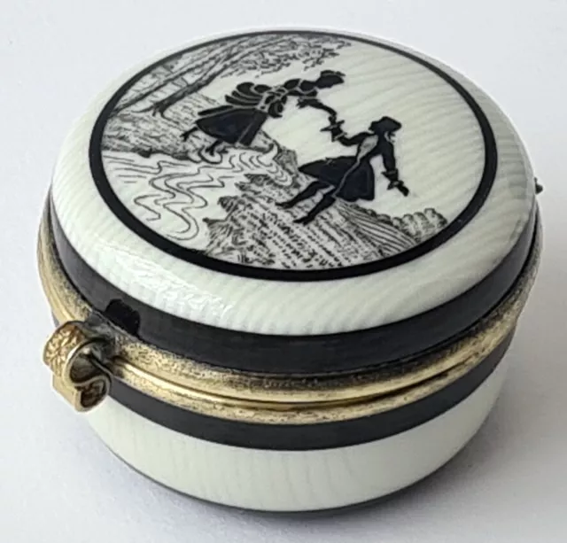 Vintage Lata Caja con Tapa Caja de Joyas Corte de Papel Porcelana Latón Par P175