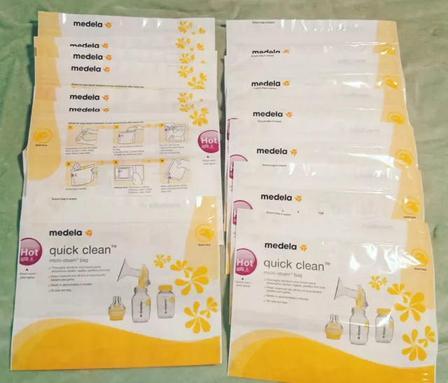 Medela Quick Clean Micro-Steam Bags 13 ct Sterilizing bags Multi LOT SALE 