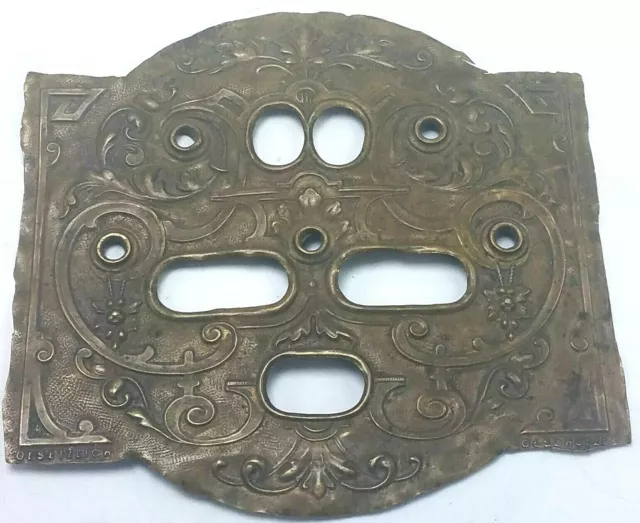 Antique Gesetzlich Geschutzt Signed Brass Switch Plate