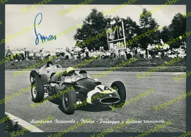 orig. Foto Rennfahrer Stirling Moss signiert Autogramm Motorsport Monza 1959
