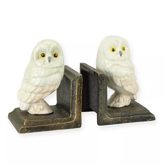 Deko Buchstütze Buchenden 2er Set Eule OWL Gusseisen 12,3 cm Antik-Stil