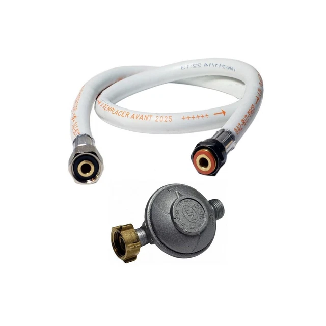 Kit Regolatore 28 Mbar Avvitabile Gas Butano + Tubo Flessibile 2 M A Punte Vite