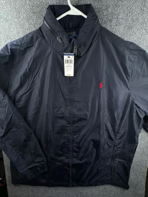 NWT Polo Ralph Lauren Windbreaker Jacket Men Full Zip 2XLT Tall Navy Blue $160