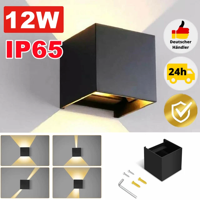 LED Wandlampe Außen Wandleuchte Wasserdicht Treppen Eingangsflur Modern 12W IP65