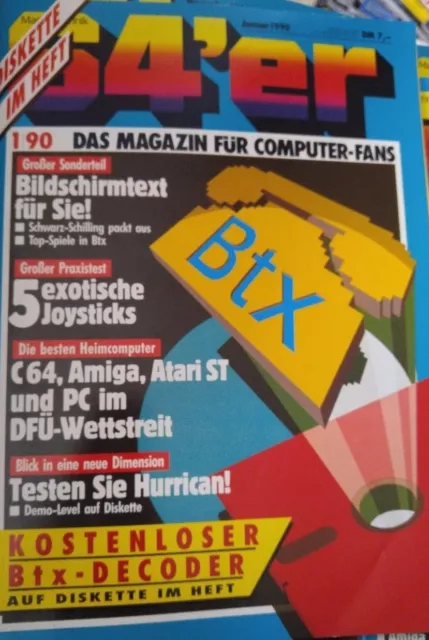 64er (64´er) 01/90 Januar 1990 C64 Commodore 64 (Joysticks) + BTX Disk Magazin