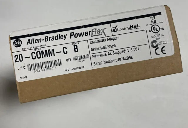 New Sealed 2020 Allen Bradley 20-Comm-C Controlnet To Dpi Adapter 20-Com-C