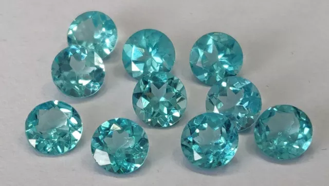 10 pc Lot Of Natural Paraiba Color Apatite 2mm to 7mm Round Faceted AAA Quality 3