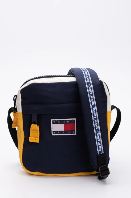 TOMMY JEANS Crossbody Bag Recycled Fabric Front Pocket Logo Patch Zip Closure