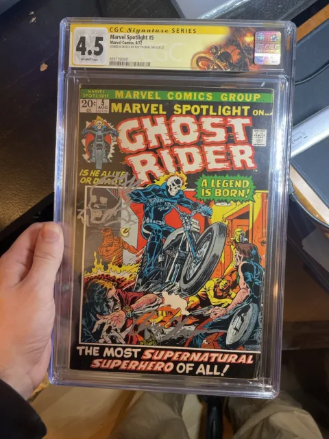 Marvel Spotlight #5 CGC 4.5 1st App Ghost Rider Signed and sketch By Roy Thomas