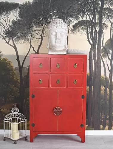 China Möbel Rot Chinesischer Kleiderschrank Metallbeschläge Chinoiserie Schra... 2