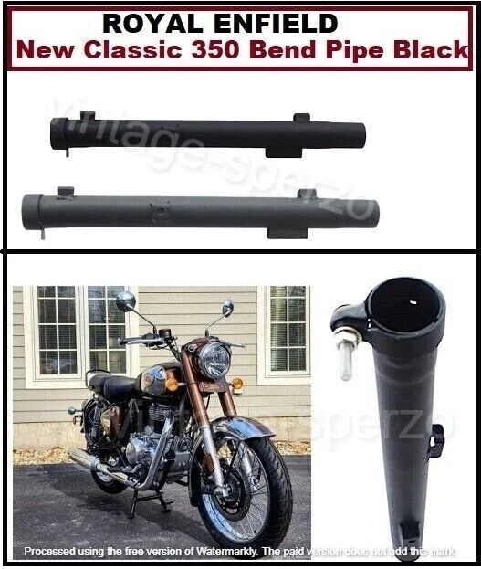 ROYAL ENFIELD NEW Classic 350 Reborn "BEND PIPE, BLACK" Silencer Pipe