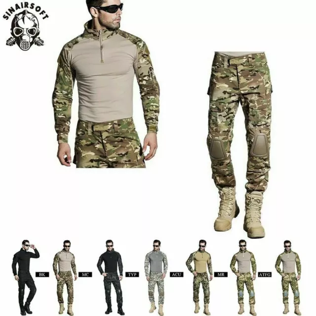 Men Work Army G3 Combat Uniform Shirt&Pants Set Military Airsoft MultiCam Camo