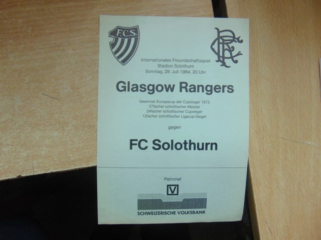 Friendly 1984/5 FC Solothurn v Glasgow Rangers Jul 29