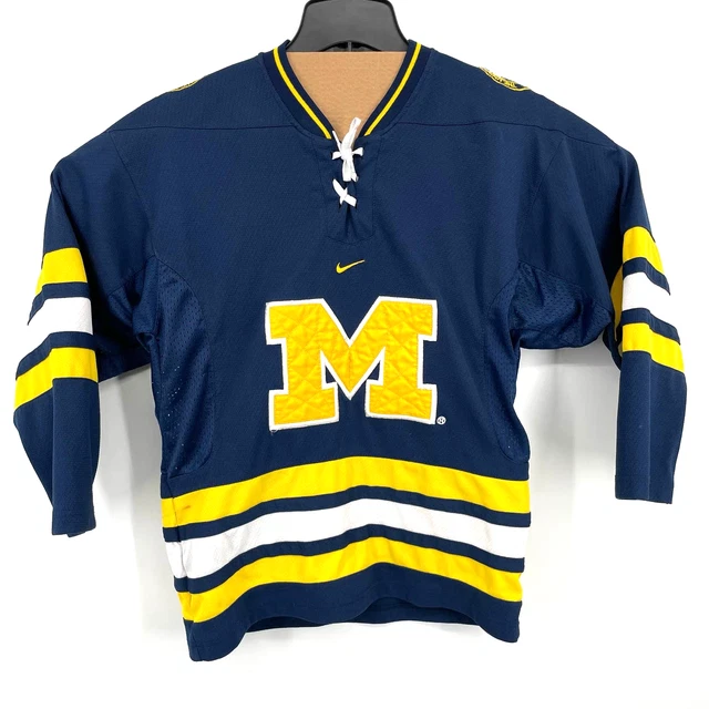 Vintage 80s 90s Y2K Nike Center Swoosh Bauer michigan wolverines hockey jersey