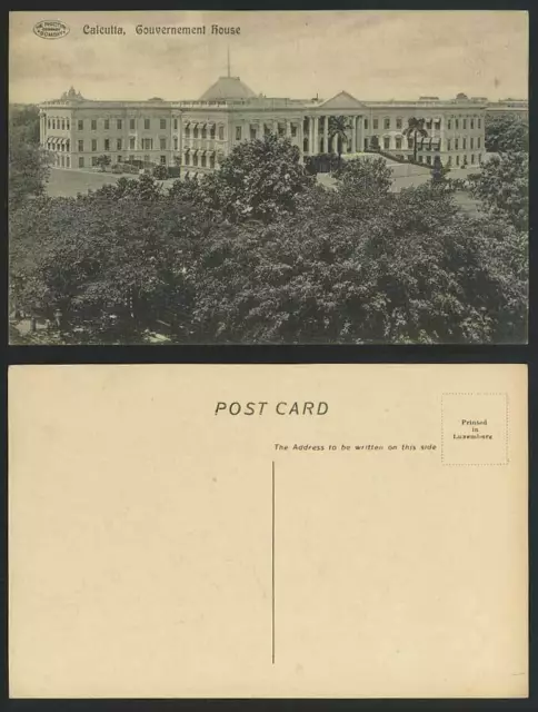 India Old Postcard The Government House, Calcutta - The Phototype Company Bombay