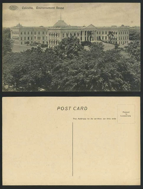 India Old Postcard The Government House, Calcutta - The Phototype Company Bombay