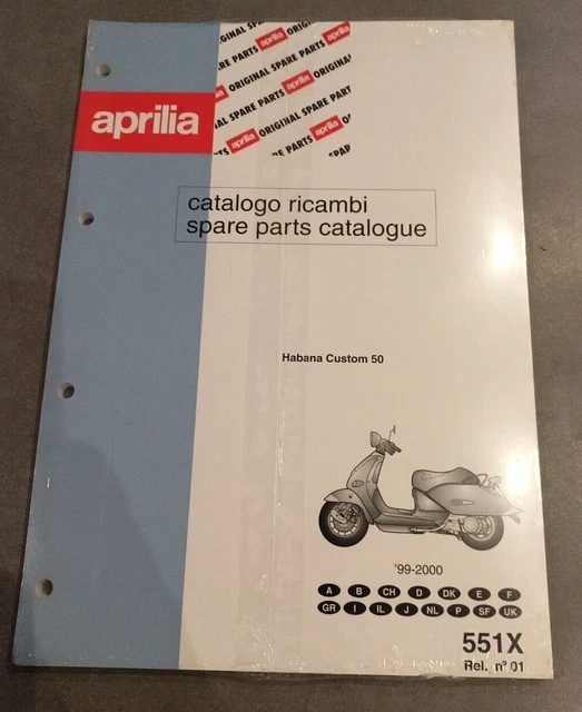 Catalogo Ricambi Aprilia Habana Custom 50 '99-'00 Cod 551X Rif N° 01 Ultimo Pz