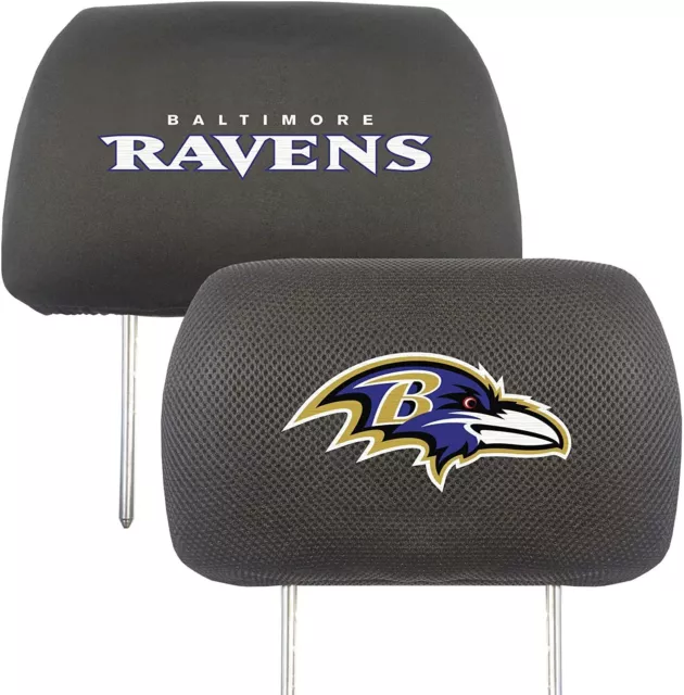 Baltimore Ravens Pair of Premium Auto Head Rest Covers, Embroidered, Black...