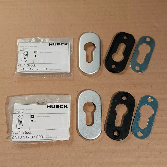 2 x Hueck Escutcheon Plate for Door Euro Cylinder - Rosette/Surround Z913517 02