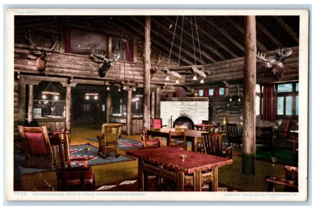 c1910 Rendezvous Hotel Tovar Grand Canyon Arizona AZ Interior Vintage Postcard