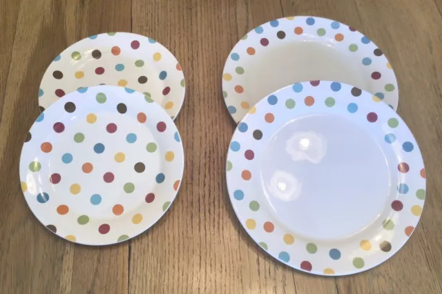 Pier 1 Imports "Confetti" Ironstone 2-Dinner & 2-Salad Plates - Polka Dots