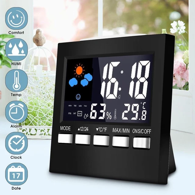 Digital LCD Clock Thermometer Meter Room Calendar Temperature P0G6 Clock S9D4