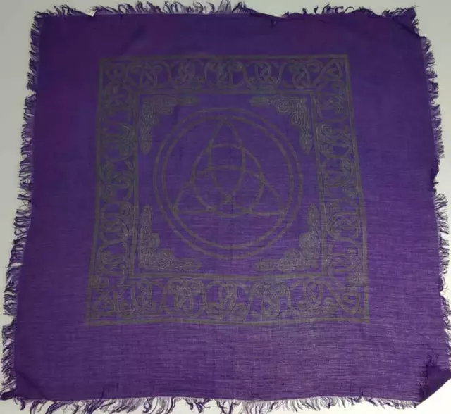 TRIQUETRA ALTAR CLOTH 18 X 18 inchs Black & Royal Purple Wiccan Witch Pagan