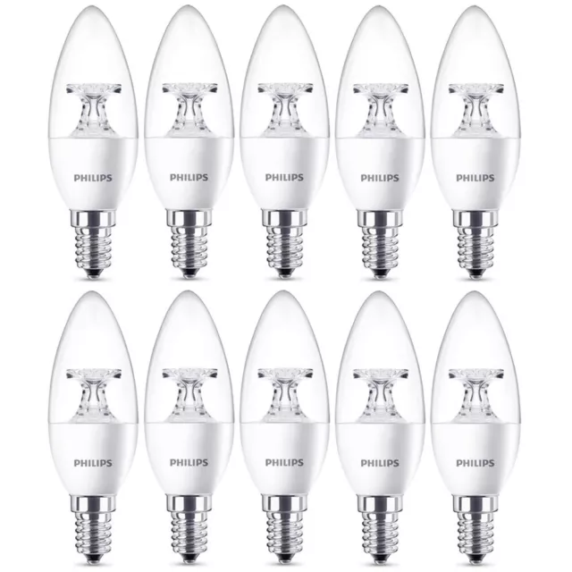 10 x Philips LED Leuchtmittel Kerzenform 4W =25W E14 klar 250lm warmweiß UVP 34€