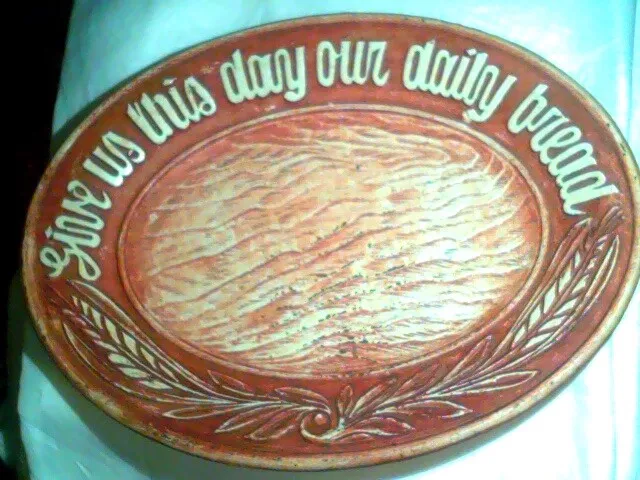 GIVE US THIS DAY OUR DAILY BREAD Plate Multi Products Burrwood Dish Vintage