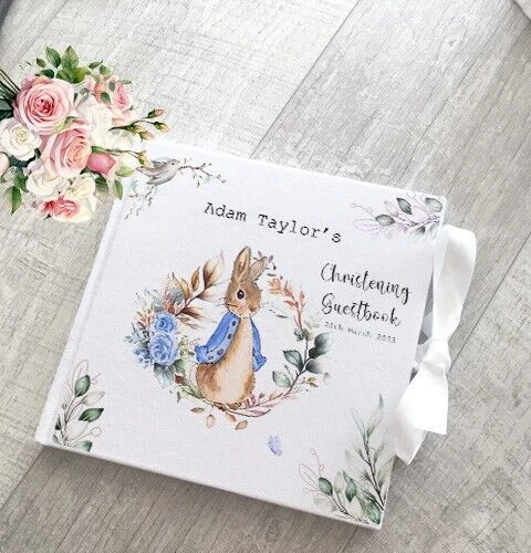 PEter Rabbit BATTESIMO COPERTINA RIGIDA LIBRO PER GLI OSPITI / ALBUM MEMORIA SCRAPBOOK