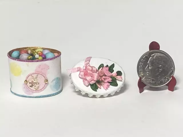 Artisan Oval Easter Egg Box & Gladiolas 1:12 Dollhouse Miniature Signed OOAK  23