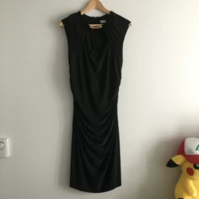 Cache Ruched Sleeveless Bodycon Cutout Front Bodycon Dress Black Womens Size XS