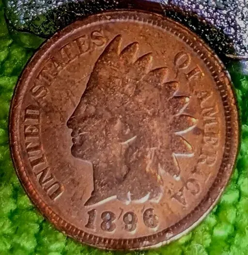 Rare Red Usa Indian Head One Cent Coin Top Colour* Hard Year To Find *1896*
